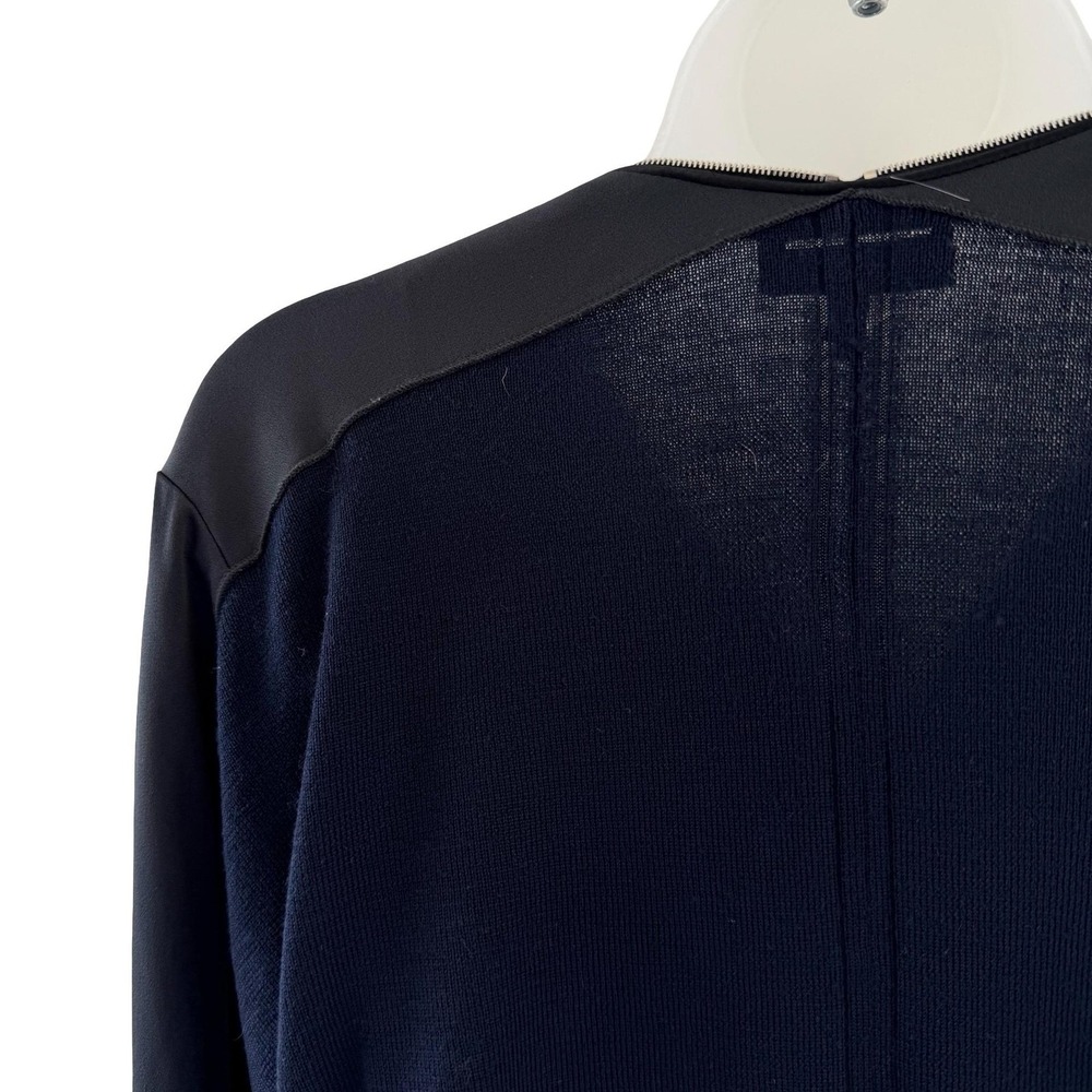 Rag & Bone Jacket Womens Large Navy Blue Crepe Knit Back Zip Bomber Minimalist - Picture 11 of 16